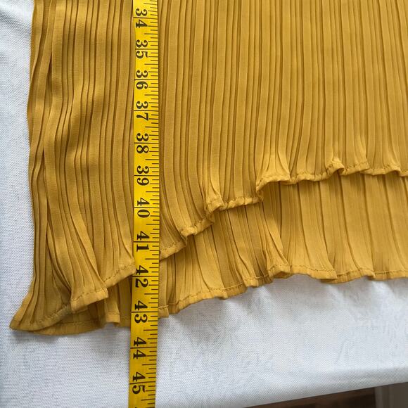 Dear Creatures Anthropologie Pleated Mustard Yellow Maxi Skirt Size M - Picture 9 of 9